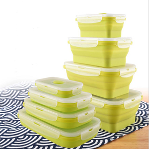 Portable Microwave Home Kitchen Leak-proof Food airtight container set Eco-Friendly Collapsible Silicone box storage Container