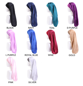 UNIQ-gorro largo de satén para dormir, gorro holgado de <span class=keywords><strong>pelo</strong></span>, grande, de seda, banda ancha elástica de 2,36 pulgadas, para dormir por la noche - Product Image 3