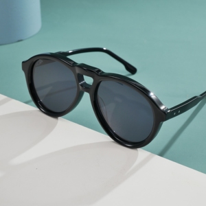 Gafas de Sol Unisex de Alta Calidad Estilo Piloto Vintage con Armazón de Acetato y Lentes con Degradado Multicolor - Product Image 4