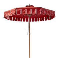 Parasol de marché moderne robuste HH à bord festonné, rayon de 3 m, cadre en aluminium pour utilisation en extérieur sur patio