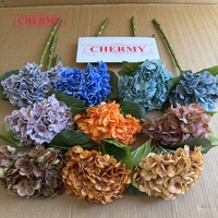 Fleur artificielle Dalian Chermy 154/196 pétales, 21 couleurs, grande tête, blanc, rose, bleu, rouge, toucher réel, hortensia de haute qualité