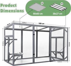 Recinto Exterior para Gatos de 5 a 7 Gatos, Catio de Madera con Puerta con Cerradura, 3 Plataformas, Resistente a la Intemperie, Ecológico - Product Image 5