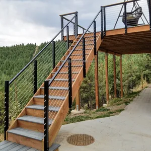 YL Kabel geländer wartungsarmer Balkon Edelstahl treppe schwarz seitlich montiertes Pfosten deck Außen geländer