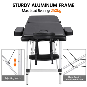 Fábrica de alta calidad portátil plegable tatuaje belleza masaje Mesa Spa aleación de aluminio tres pliegues cama portátil - Product Image 3