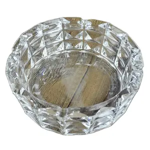 China Glassware Supplier Round Shape Clear Glass Ash Trays cigar holder for music bar hotel