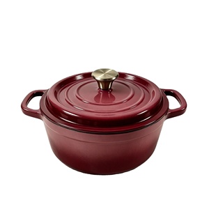 Panci Casserole Bulat Berlapis Enamel Besi Cor Anti Lengket Dengan Gagang Stainless Steel, Aman Untuk Kompor Induksi, Peralatan Masak Grosir - Product Image 1