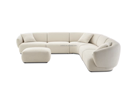 Canapé modulaire en tissu performant en forme de L FERLY avec ottoman, meubles de salon reconfigurables