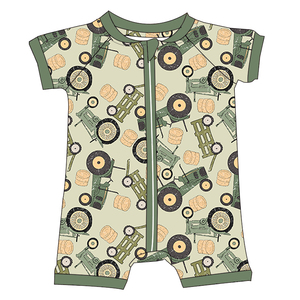 Batı özel baskı 95% bambu 5% viskon kısa kollu tek parça uyuyan bebek kız erkek bambu 2- Way Zip Shorties Zippy Romper - Product Image 5