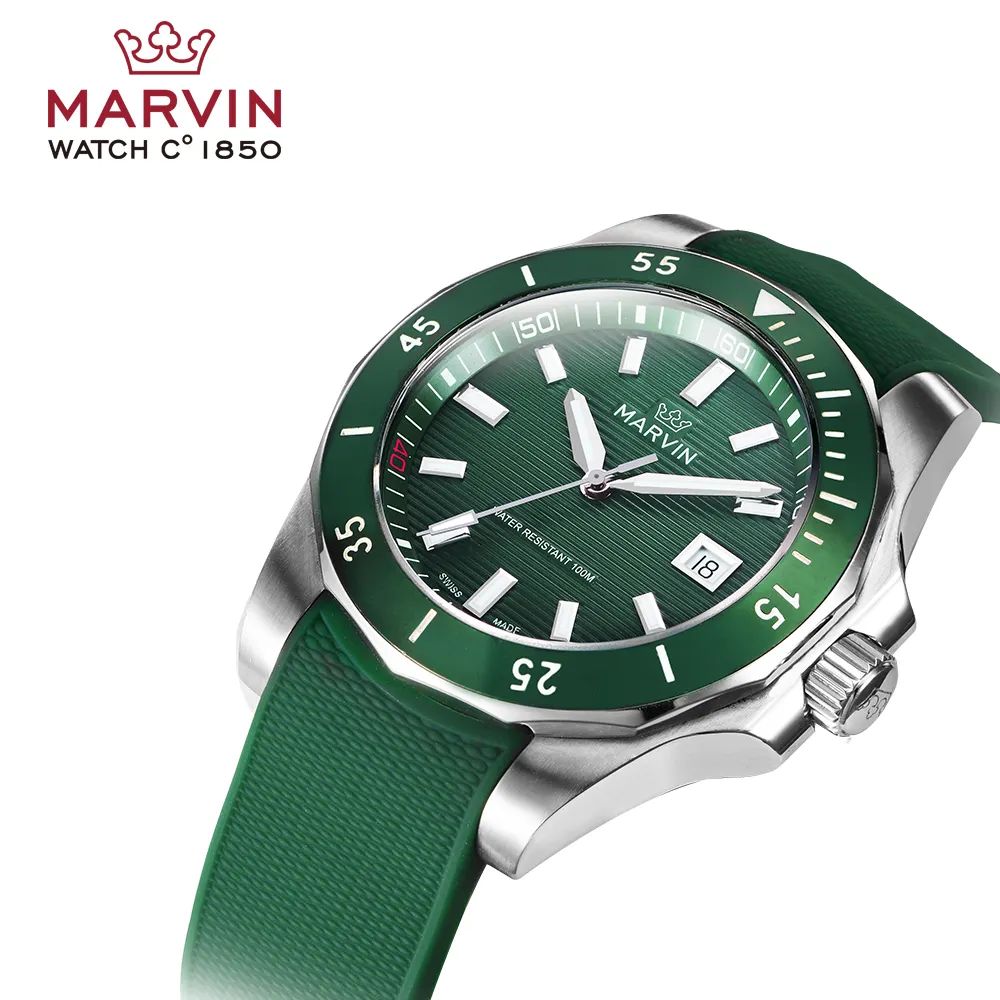 Swiss MARVIN Mechanical Watch Stainless Steel Watchcase Buckle Green Repair Kit With Reply Very Quickly Men Watch