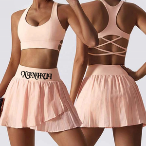 Guangdong femmes Yoga sport taille haute jupes légères séchage rapide plissé entraînement jupes de tennis avec court intérieur confortable - Product Image 3
