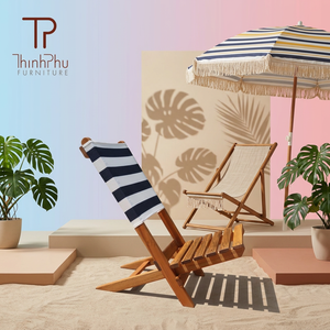 Chaise de plage portable de luxe moderne en pin massif, best-seller - Design contemporain, imperméable, légère, pour usage extérieur - Product Image 1