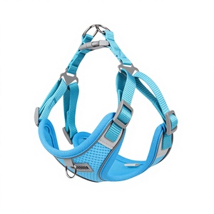 C033 HIPHOPPET BSCI No Pull Reflective Fashion <b>Lights</b> <b>Dog</b> Harness Leash Set Adjustable Front Clip Breathable Suede Fabric Chest - Product Image 3