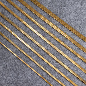 Minos 스테인레스 스틸 헤링본 체인 Tarnish 무료 쥬얼리 18K 골드 도금 2mm-8mm 헤링본 뱀 체인 남성 여성 - Product Image 6