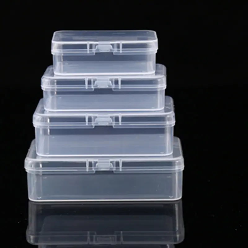 Mini nhựa rõ ràng hạt lưu trữ container Box với bản lề nắp để thu thập các mặt hàng nhỏ, hạt, đồ trang sức, thẻ kinh doanh