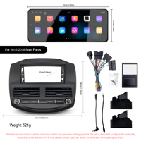 Autoradio Android Meihua 12,3 pouces avec GPS multimédia 4G LTE, caméra 360°, Car-play, lecteur DVD pour Ford Focus 2012-2018