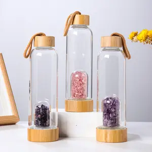 Gesunde Zeo Abfall Überschrift Stein 7 Chakra Natürlicher Kristall entspannendes Set Meditation Yoga Sport Glas Trinkwasser flasche