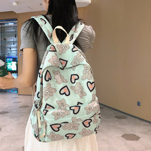 Wholesale <strong>Personalised</strong> Heart Bear Print Nylon <strong>Backpack</strong> Cute School Book Bags for Girls Large Capacity Travel <strong>Backpack</strong> - Product Image 6