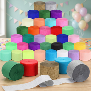 Guirlandes en papier crépon arc-en-ciel/pastel/personnalisées pour décoration de fête, 5-15m par rouleau, bannière de fond suspendue DIY pour anniversaire et mariage - Product Image 2
