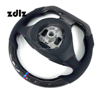Volant en fibre de carbone avec cuir perforé noir pour BMW E60 540i 525i 530i 545i M5 2003 - 2010 Fond plat