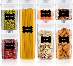 Hermético contenedores de almacenamiento de alimentos cereales contenedores 7-piezas con fácil Locke tapas de plástico libre de BPA de la despensa de la cocina de almacenamiento