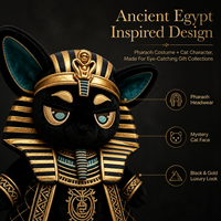 WEIMEI Peluche personnalisée Anubis style Égypte ancienne, tissu en peluche doux de qualité supérieure, broderie dorée complexe, logo personnalisé