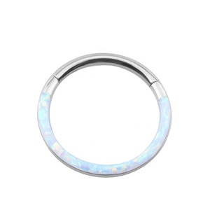 <span class=keywords><strong>Opal</strong></span> menteşeli burun yüzük ASTM F136 titanyum Clicker altın kaplama küpe hediye için burun Piercing takı için çemberler - Product Image 3