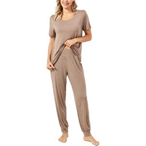 Conjunto de Dos Piezas para Mujer, Pijama de Bambú, Manga Corta, Ropa de Dormir Suave para Mujer, Ropa de Estar por Casa de Modal, Conjuntos de Pijama para Mujer - Product Image 2