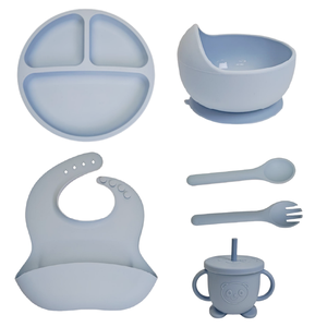 Juego de Alimentación para Bebés con Plato, Tazón, Vaso, Babero y <span class=keywords><strong>Cuchara</strong></span>, de Silicona Antideslizante, a Prueba de Fugas, Libre de BPA, para la Alimentación Dirigida por el Bebé - Product Image 4