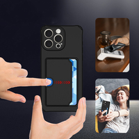 Étui de téléphone portable avec fente pour cartes pour iPhone 16 Pro 15 14 Plus 13 12 Mini 11 17 Pro Max, en silicone souple TPU, étui de protection avec porte-cartes