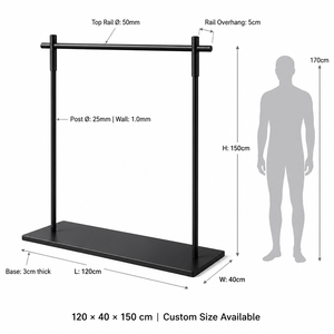 Présentoir à chaussures ouvert en fer noir mat thermolaqué, sur mesure, pour magasin de détail, support d'affichage de chaussures, OEM ODM disponible - Product Image 5