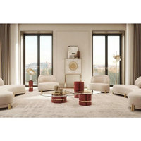 Ensemble de table centrale en verre doré rond de bureau minimaliste fantaisie décoration de pièce design table basse en métal de luxe moderne pour mariage