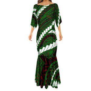 Nouvelle robe de soirée maxi longue personnalisée de style <span class=keywords><strong>polynésien</strong></span>, motif de <span class=keywords><strong>tatouage</strong></span> de sirène à queue de poisson, robe tribale Tatau, taille plus pour femmes - Product Image 4