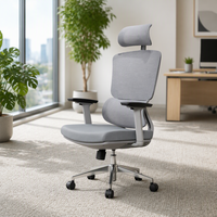 Chaise de bureau ergonomique à dossier haut en mesh avec accoudoirs 3D, appui-tête et soutien lombaire pour le bureau à domicile et l'étude