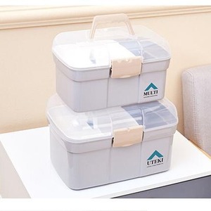 Caja de almacenamiento de plástico Uteki, rectangular, azul claro, cubierta y con asa, para organizar medicamentos y joyas - Product Image 4