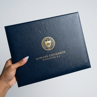 Marco de Cuero Personalizado para Diploma Universitario, Porta Diplomas Dorado, Funda para Certificados A5 A4, Porta Certificados de Agradecimiento