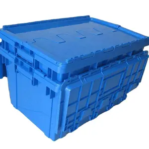 JOIN Plastic Stackable Moving Box Logistic Attached Lid Container Moving Tote Storage Box Plastic Crates For Warehouse