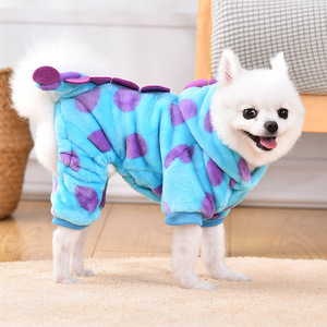Gilet per Cani in Pile Corallo Sostenibile a Forma di Dinosauro Divertente con Quattro Zampe Cappotto Invernale per Cuccioli - Product Image 4