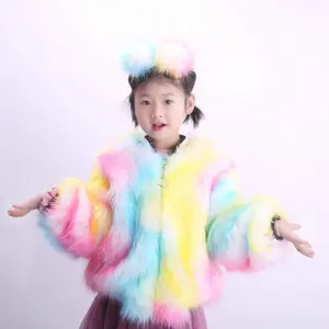 Bán Buôn Thời Trang Trẻ Em Mùa Đông Giả Fox Fur Coat Toddler Coat Kids Faux Fur Jacket Cô Gái Ấm Áp Đầy Màu Sắc Outwear Fur Coat Parka