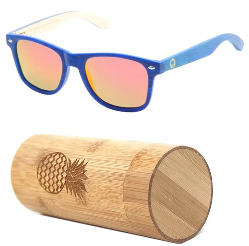 شخصية نظارات شمسية للرجال والنساء البلاستيك pc الإطار نظارات شمسية من خشب البامبو
