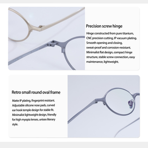 Monturas de Gafas de Titanio Puro de Lujo, Diseño Ovalado Pequeño, Gafas Ópticas Ultraligeras con Recubrimiento IP, Monturas para Prescripción Médica 2026 - Product Image 5