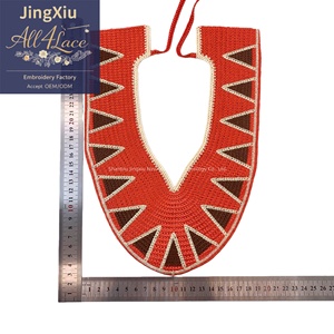 Aplique de encaje de ganchillo 100% poliéster con <span class=keywords><strong>bordado</strong></span> floral verde y naranja para la parte superior del calzado, accesorios de costura para vestidos y prendas. - Product Image 3