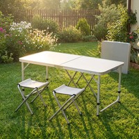 Ensemble table et chaises pliantes en aluminium robuste avec logo personnalisé, 5 pièces, léger, portable, réglable en hauteur, pour l'extérieur, avec valise de transport