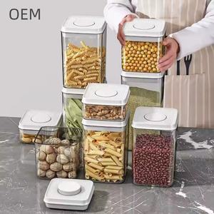 Carré en plastique moderne personnalisé boîte de rangement transparente étanche à l'humidité presse-Type Fresh-Keeper pour le grain de cuisine vente en gros - Product Image 5