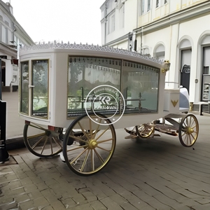 Nouvelle carrosse funéraire blanche personnalisable avec options chevaux ou électrique en acier Q235B, roues sur mesure - Product Image 1