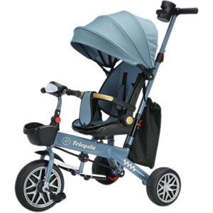 Vente en gros d'usine, vélos à trois <span class=keywords><strong>roues</strong></span> en acier à haute teneur en carbone pour enfants, 4 en 1, ticycle, poignée de poussée réglable, ceinture de sécurité à trois points, auvent - Product Image 1