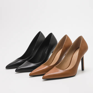 1211M-2 Chaussures Femme Escarpins Marron Sophistiqués avec Talon Aiguille Élégant de 9,5 cm de Hauteur Fermeture à Enfiler Bout Pointu Intemporel - Product Image 1