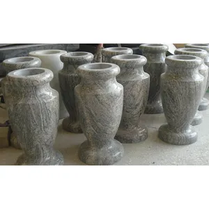 China Cheap Memorial Stone Granite Cemetery headstone flower vases for grave