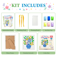 Kit Lukisan Tanah Liat Bingkai Foto 3D Grosir, Vas Bunga Relief Art, Tidak Beracun, DIY Dekorasi Rumah, Hadiah untuk Anak-anak, OEM