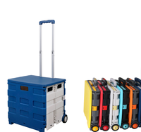 Chariot de courses pliable en plastique durable pour supermarché, 2 roues, personnalisable OEM, conteneur roulant, chariot pliant télescopique 100 kg