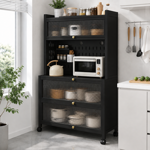 Armoire de rangement de cuisine avec étagère pour micro-ondes et portes en polycarbonate OEM ODM - Product Image 1